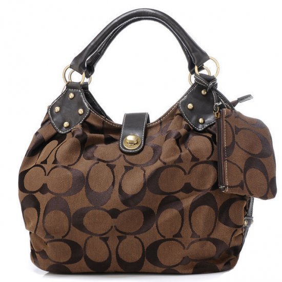 Coach In Signature Medium Coffee Satchels AZM - Click Image to Close